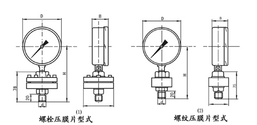 螺栓螺纹压膜片仪表