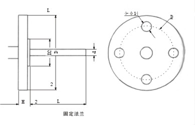 WSS系列双金属温度计固定法兰接头示意图