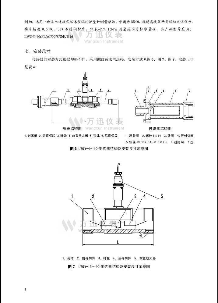 涡轮流量计外形尺寸图